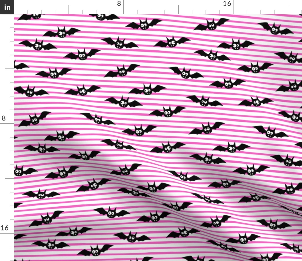 (2.5" width) bats - cute halloween - pink stripes - LAD19BS