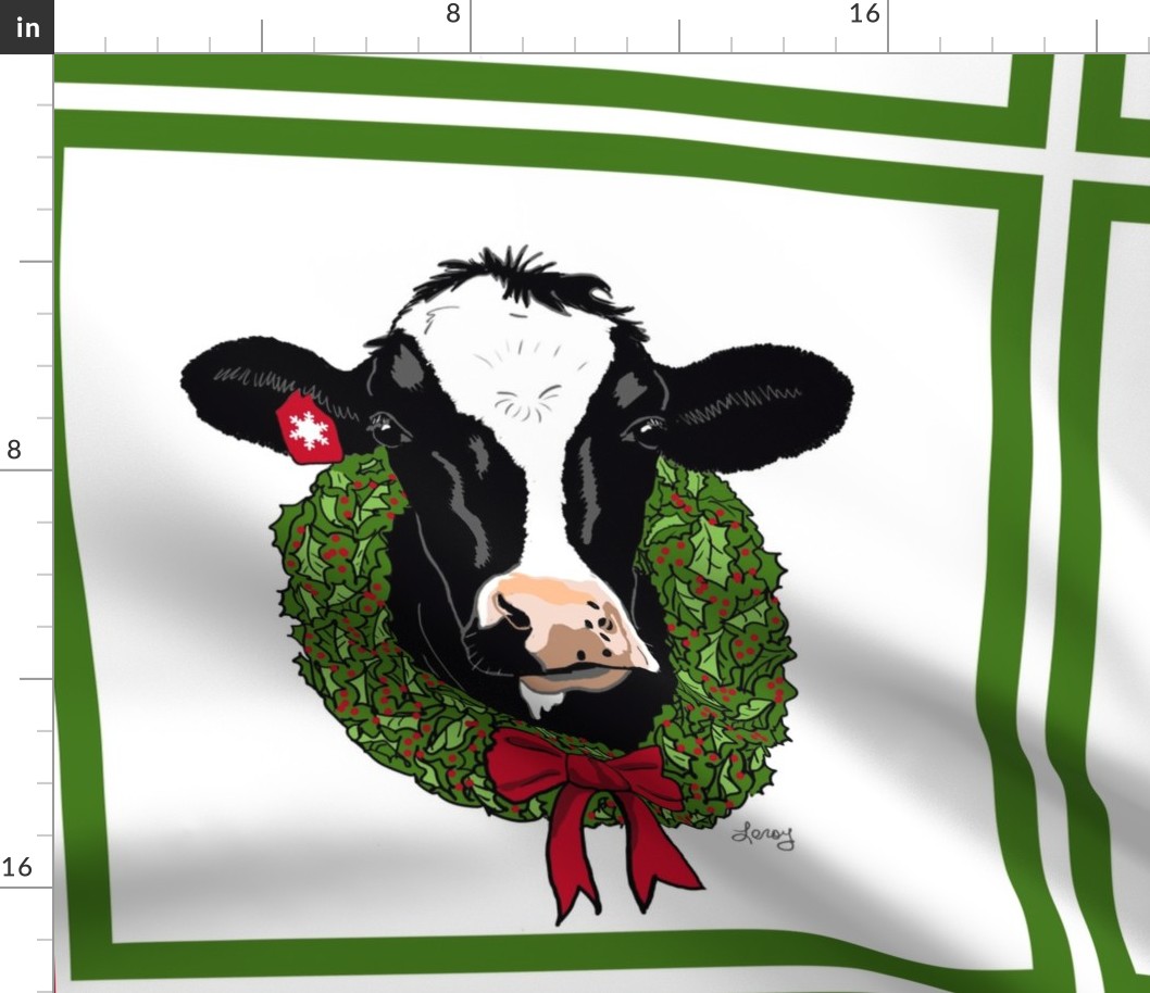 Holstein cow Christmas pillow 18 inch