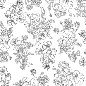 Floral Ink Fabric Design