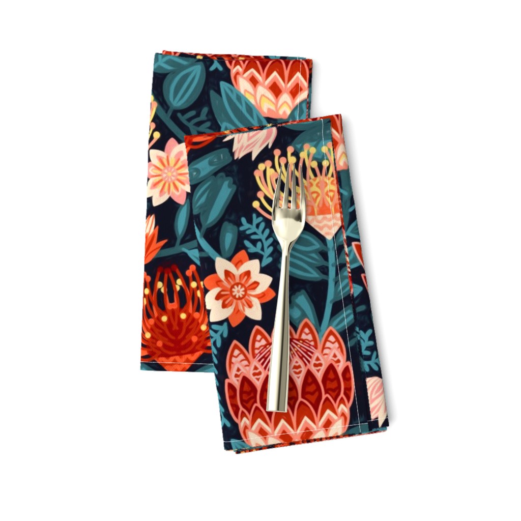 Protea Chintz - Navy (Large Version) 