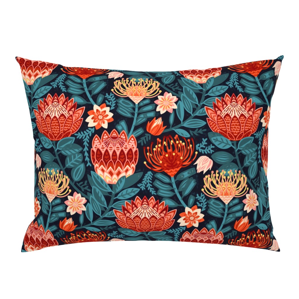 Protea Chintz - Navy (Large Version) 