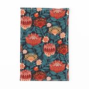 Protea Chintz - Navy (Large Version) 