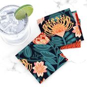 Protea Chintz - Navy (Large Version) 