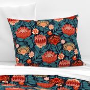 Protea Chintz - Navy (Large Version) 