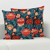 Protea Chintz - Navy (Large Version) 