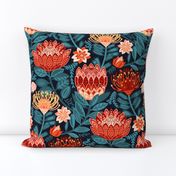 Protea Chintz - Navy (Large Version) 