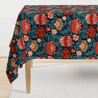 Protea Chintz - Navy (Large Version) 