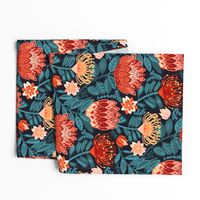 Protea Chintz - Navy (Large Version) 