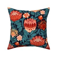 Protea Chintz - Navy (Large Version) 