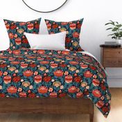 Protea Chintz - Navy (Large Version) 