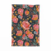 Magical peony Chintz / blue background / L