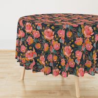 Magical peony Chintz / blue background / L