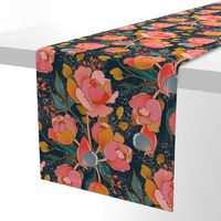 Magical peony Chintz / blue background / L