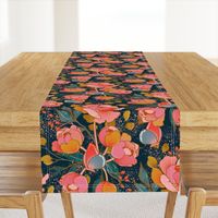 Magical peony Chintz / blue background / L