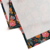 Magical peony Chintz / blue background / L