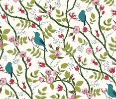 Rosehip and Birds Chintz Large Scale
