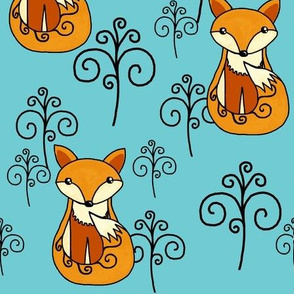 The Fox and the Whimsical Woods. Blue   