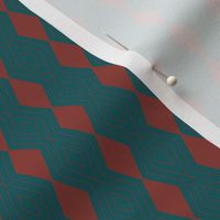 JP14 - Tiny - Harlequiin Pinstripe Diamond Chains in Rust on Turquoise