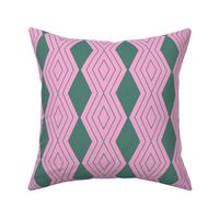 JP12 - Medium -  Harlequin Pinstripe Diamond Chains in Frosty Green on Peppermint Pink