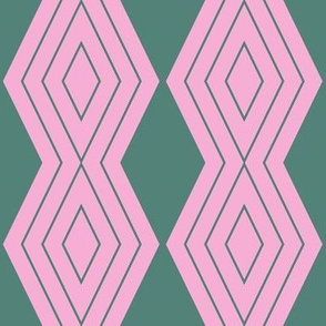 JP12 - Medium -  Harlequin Pinstripe Diamond Chains in Frosty Green on Peppermint Pink