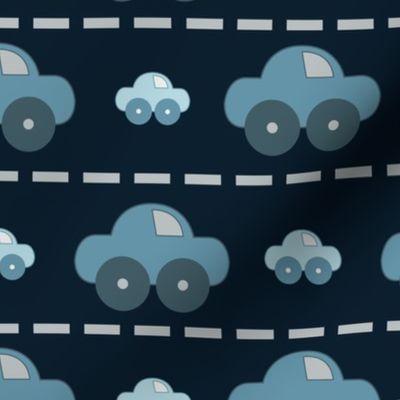 Blue cars on the road pattern