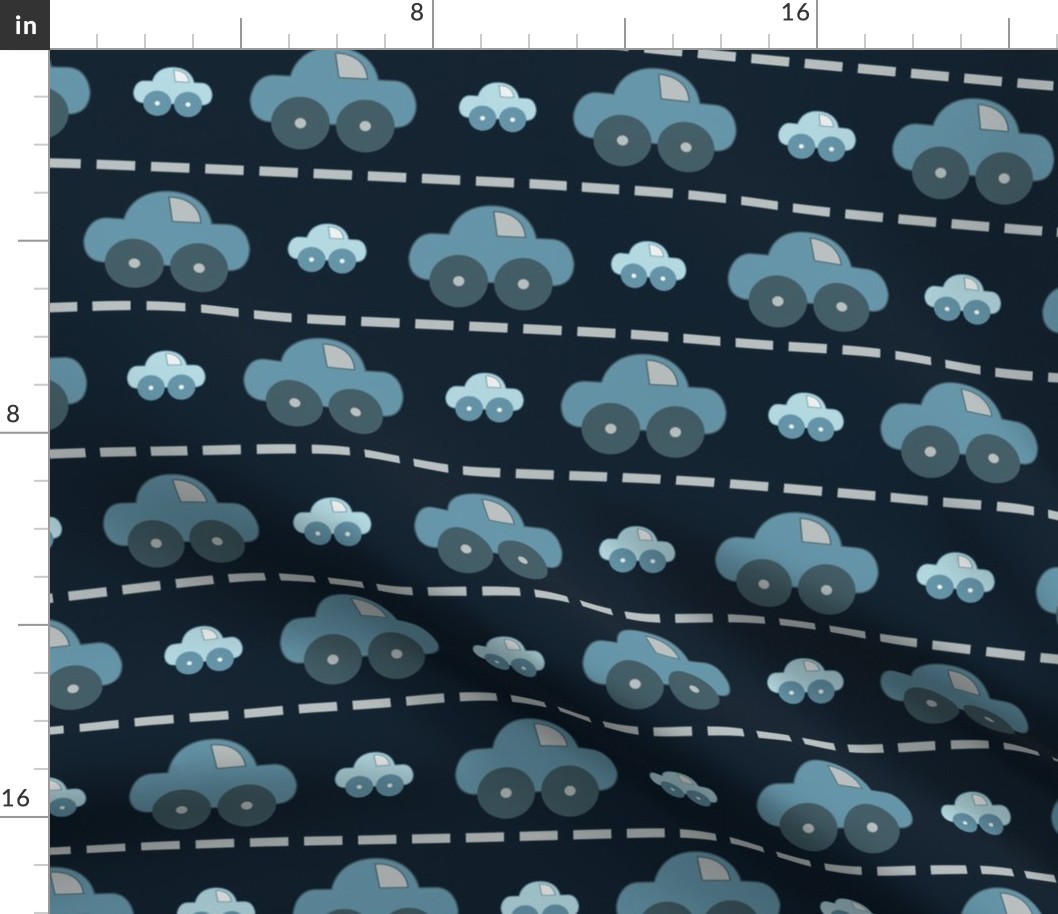 Blue cars on the road pattern