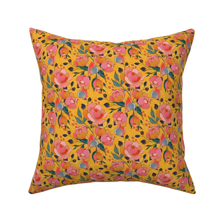 Magical peony Chintz / yellow background / S