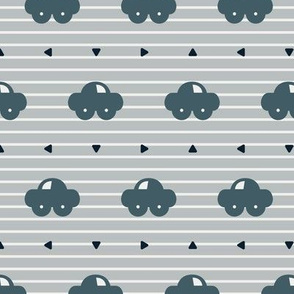 Little blue cars on the road pattern
