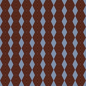 JP3 - Tiny - Harlequin Pinstripe Diamond Chains in Steel Blue and Brown