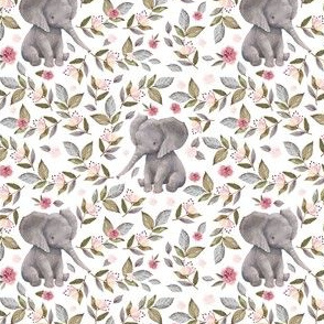 4" Baby Elephant with Flowers/ NO CROWN  / Mix & Match