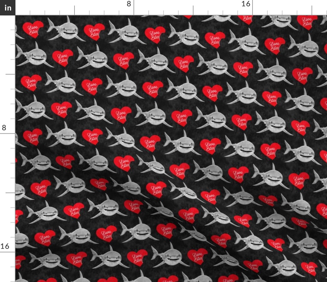 Love Bites - Shark Valentines - black and red - LAD19