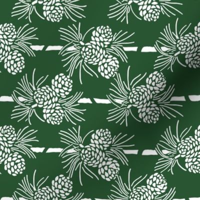 Christmas Tea Towels: Green & White Pine Cones