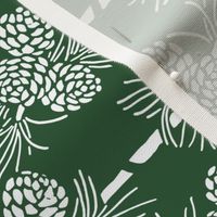 Christmas Tea Towels: Green & White Pine Cones