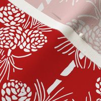 Christmas Tea Towels: Red & White Pine Cones 