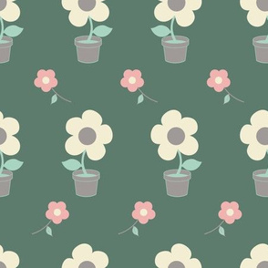 Green flower pots pattern