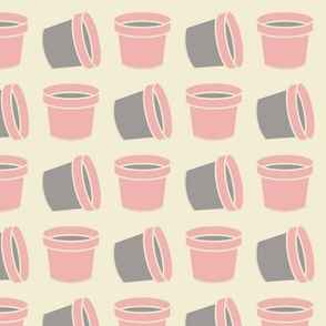 Pink and grey flower pots pattern