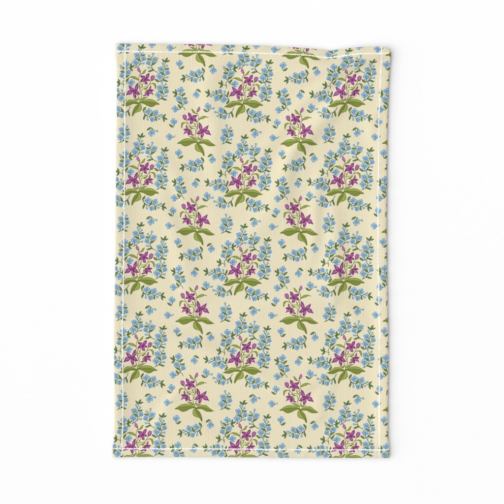 stylized chintz flowers cream