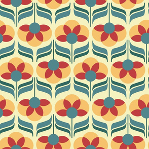 jewel retro flowers - faded