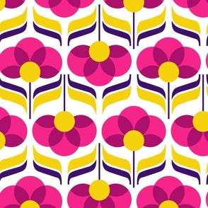 jewel retro flowers - pink and yellow