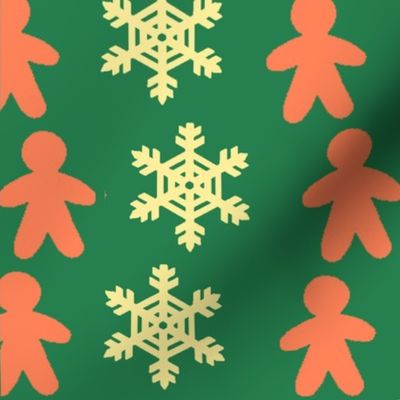 gingerbread men and snowflake pattern