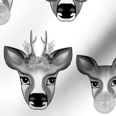 Happy Deer Family Black&White