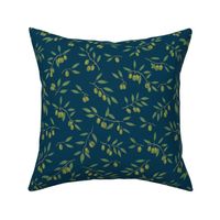 Tuscan Olive Chintz on Deep Blue