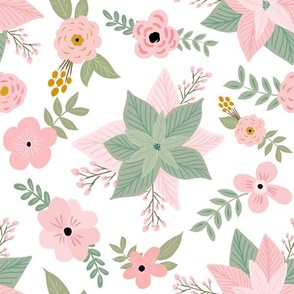 Merry Christmas Florals - Pretty Pink 