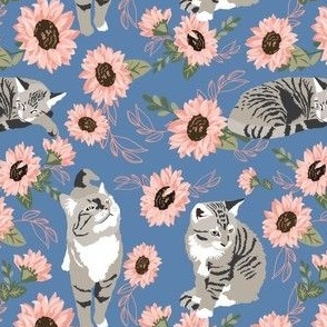small print // Gray Cars pink  pink sunflowers pink floral blue denim cat kitten fabric