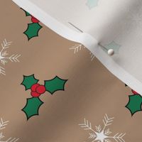 Snowflakes and holly pattern