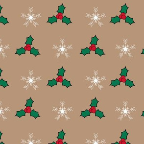 Snowflakes and holly pattern