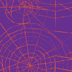 spiderwebs - orange on purple