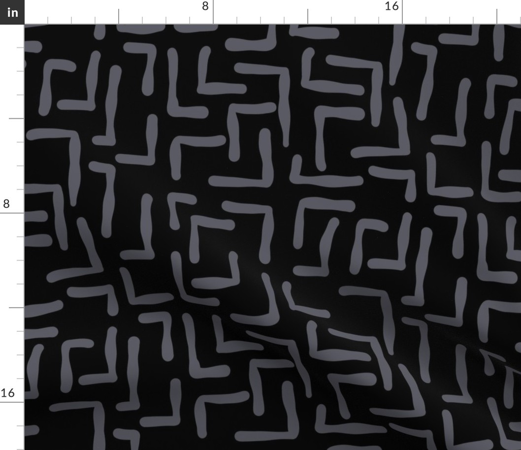 ABSTRACT MAZE - GRAY ON BLACK