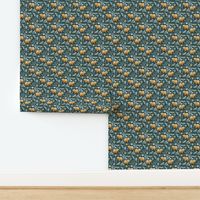 Cute Bear Cub and Bees - dark teal - small 