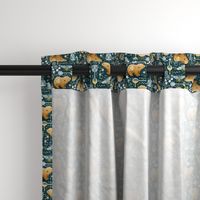 Cute Bear Cub and Bees - dark teal - small 